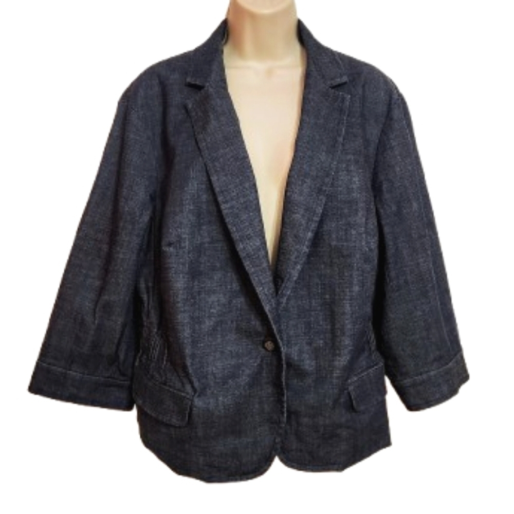 Howe 2 Denim Cropped Blazer Jacket Dark Wash 20W